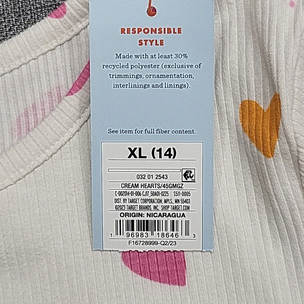 Girls' Short Sleeves Ribbed Tee Shirt - Cat & Jack Cream Size X-Large